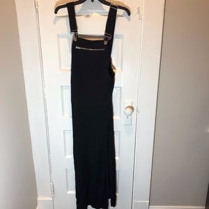 Forever21 Black Maxi Overall Dress with Slit